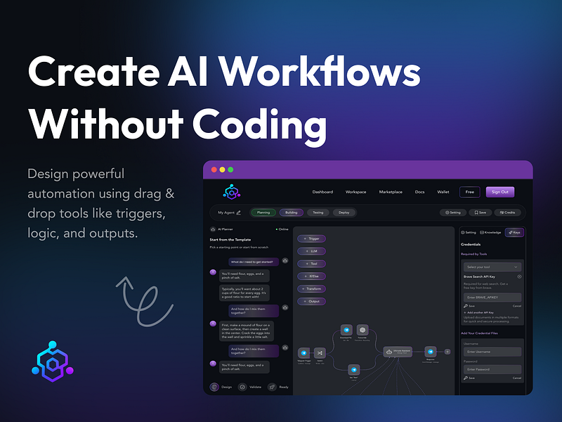 Agentcrafters.ai – Turn ideas into AI agents that work for you, not just with you visual 3