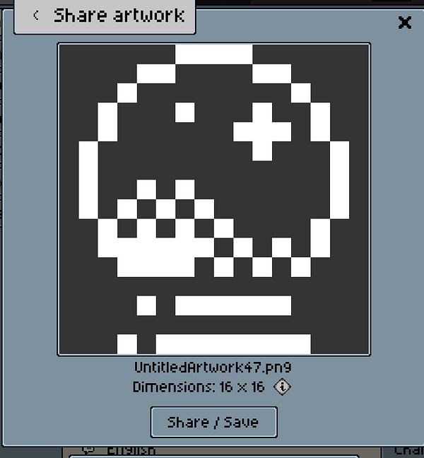 A pixel art representation of a crystal ball displayed in a sharing interface.