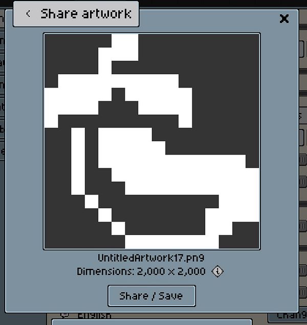 A pixel art representation of an eggplant is displayed in a sharing interface.