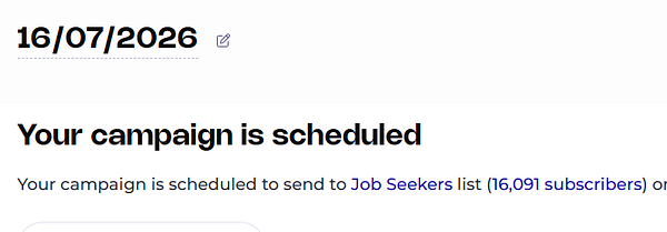 A calendar interface showing a weekly schedule with time slots from 8 AM to 8 PM, including a highlighted event and a note to schedule a newsletter.