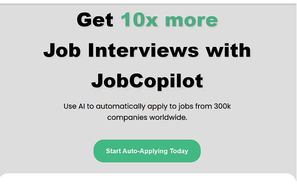 The image promotes JobCopilot, an AI tool for job applications.