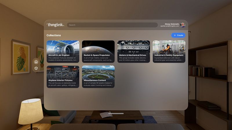 Screenshot of ThingLink for Apple Vision