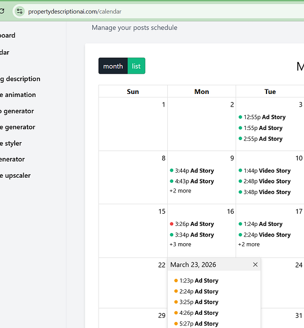 Instagram post preview featuring a Mediterranean style villa with text and Instagram interface elements.