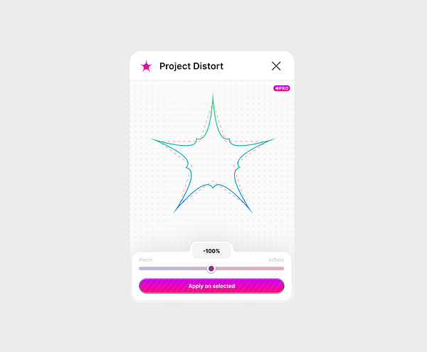 The image displays a user interface for a design tool called 'Project Distort'.