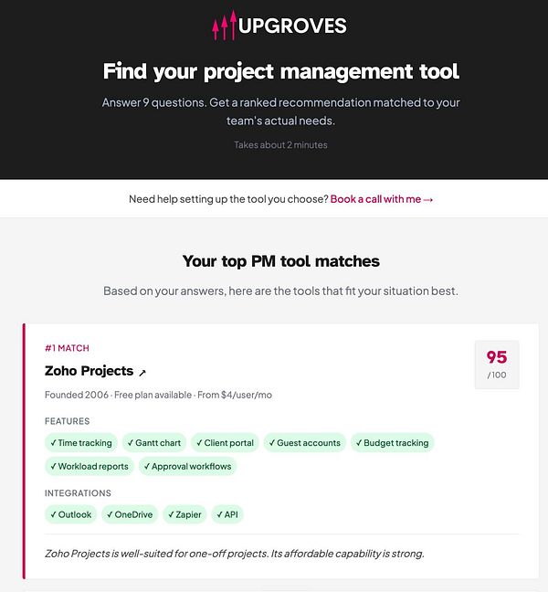 Screenshot of a software interface titled 'Preference Manager' showing Zoho Projects as a selected project with various configuration options.
