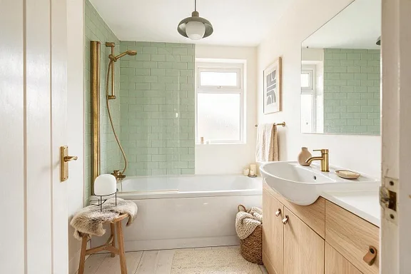 A Scandinavian bathroom in the Sage Spa palette