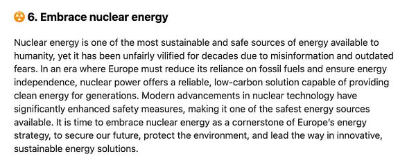 The image features a task related to incorporating nuclear energy into the EUACC manifesto.