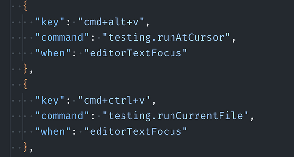 Screenshot of Visual Studio Code settings UI focused on keyboard shortcut customization for extensions and commands.