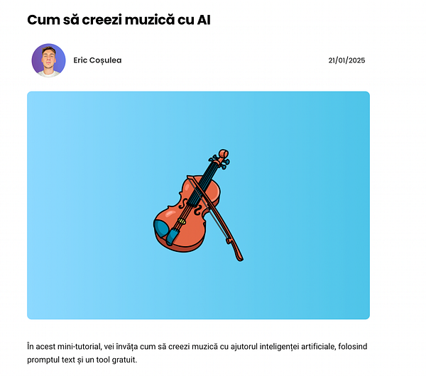 The image features a colorful illustration of a violin against a light blue background.