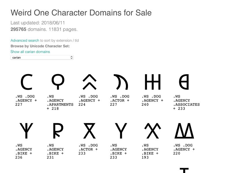 Weird One Character Domain