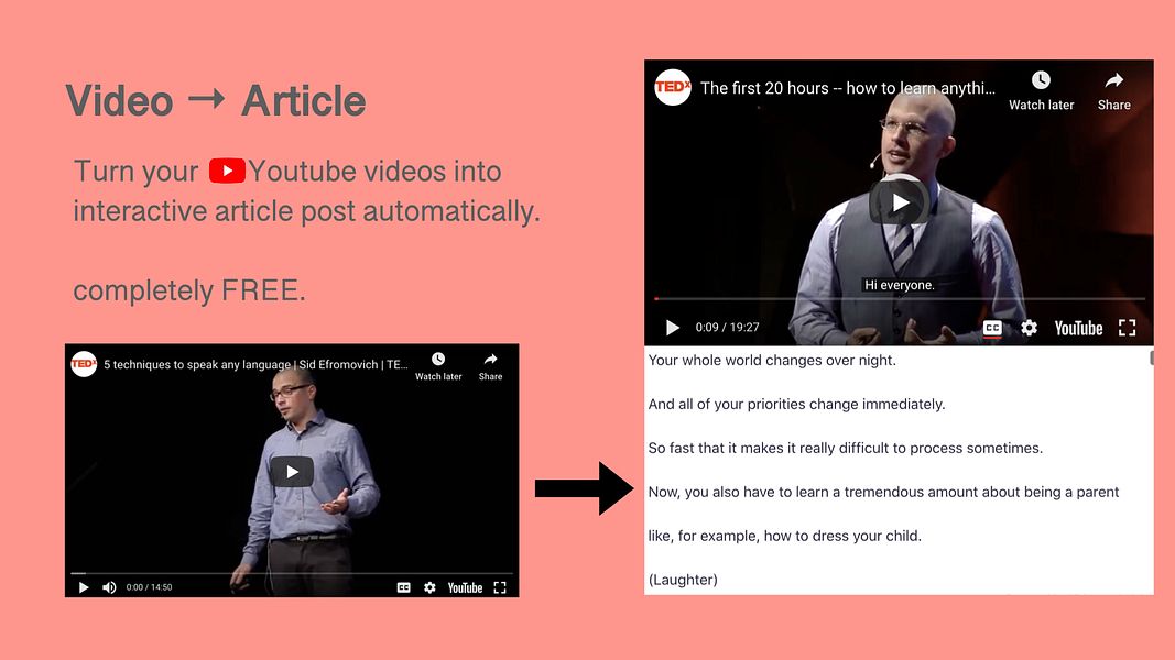 Video to Article: Turn your video into an article, share or | BetaList