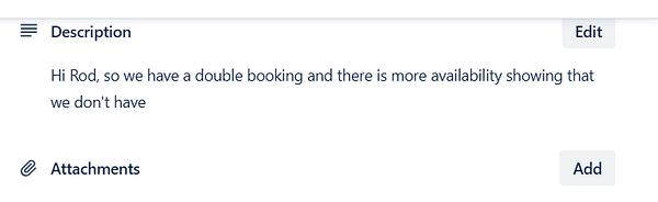 The image displays a task interface with a description about a double booking issue.