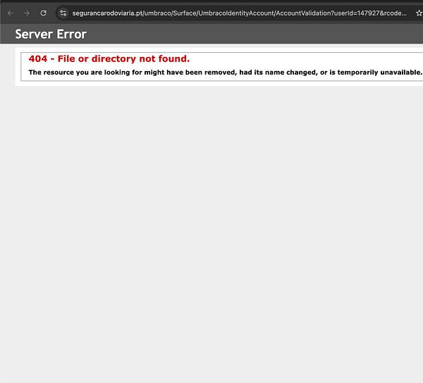 The image displays a server error message indicating a 404 error.