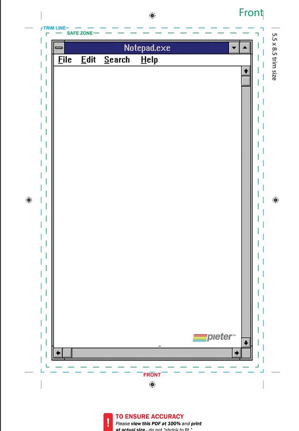 The image displays a mockup of a Notepad application interface.