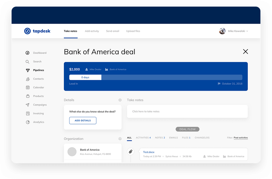 Tapdesk CRM
