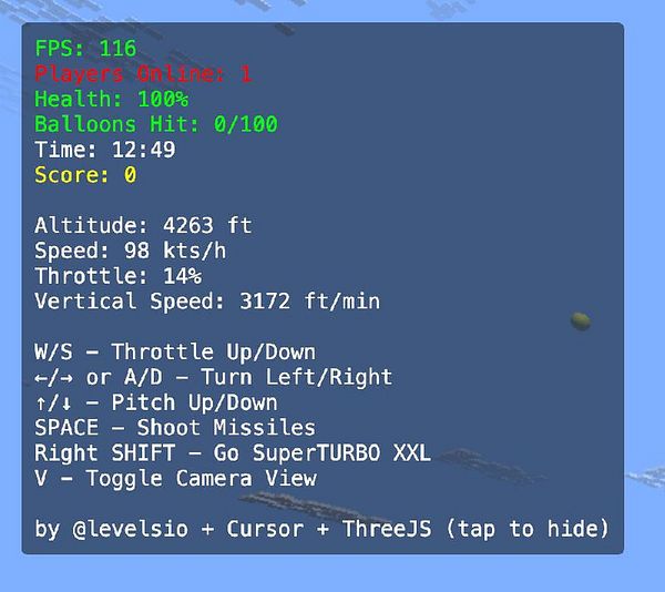 The image displays a game interface showing flight statistics and controls.