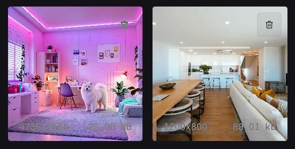 The image features two distinct interior design spaces side by side.