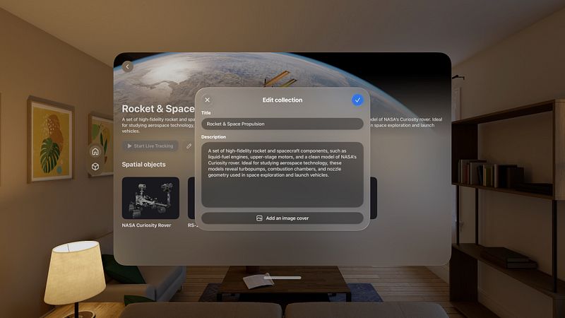 Screenshot of ThingLink for Apple Vision