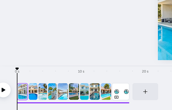 The image displays a video editing interface for creating a promotional video.