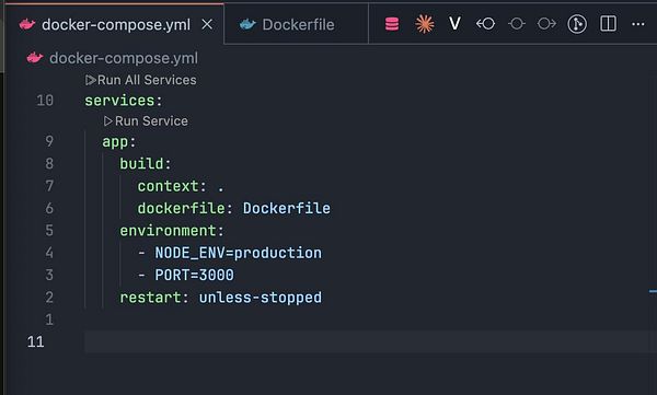 The image displays a code snippet from a Docker Compose configuration file.