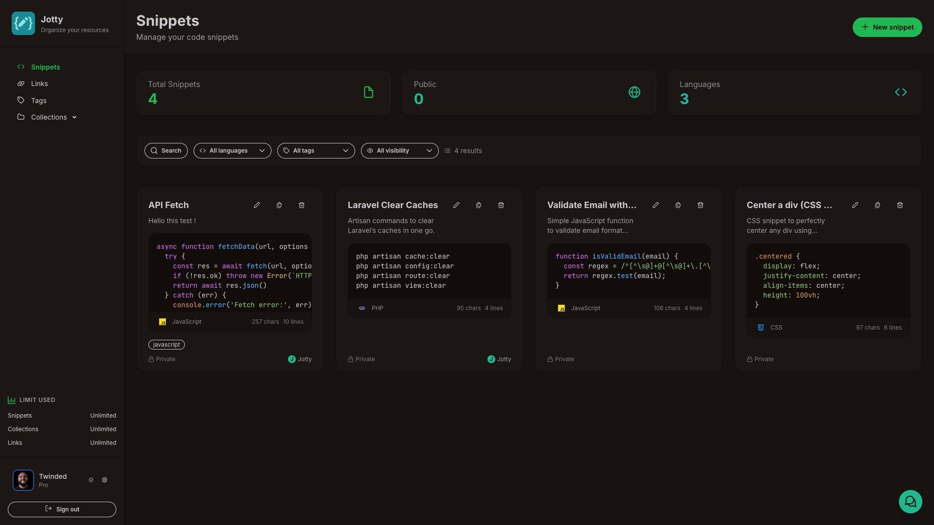 Jotty: Save, organize, and share your code snippets, | BetaList