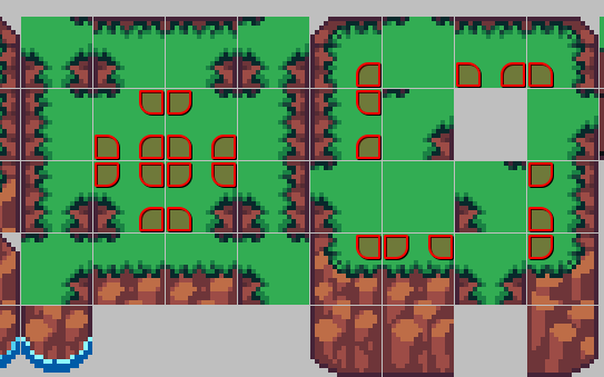 Pixel art tileset featuring farm-themed elements including soil tiles, wooden crates, plants, and farm animals.