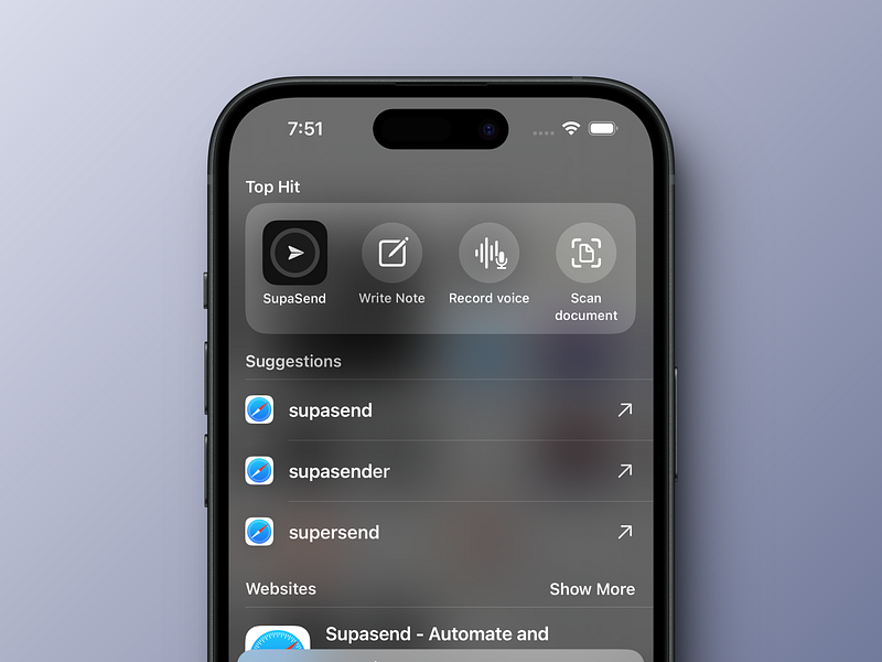 SupaSend - Note to self