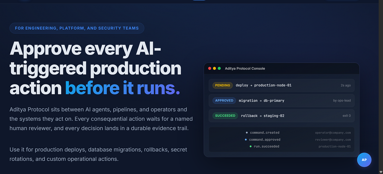 Aditya Protocol – Review and approve important automation actions before they run visual 3