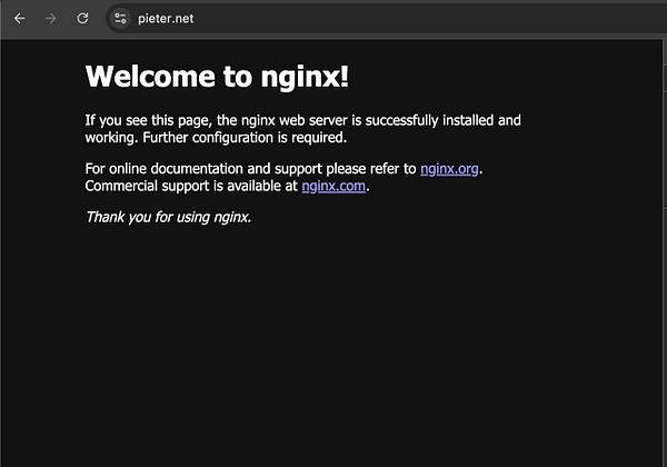 Screenshot of the www.pieter.net website homepage showing the 'Enjoy Your Stay!' banner and navigation links.