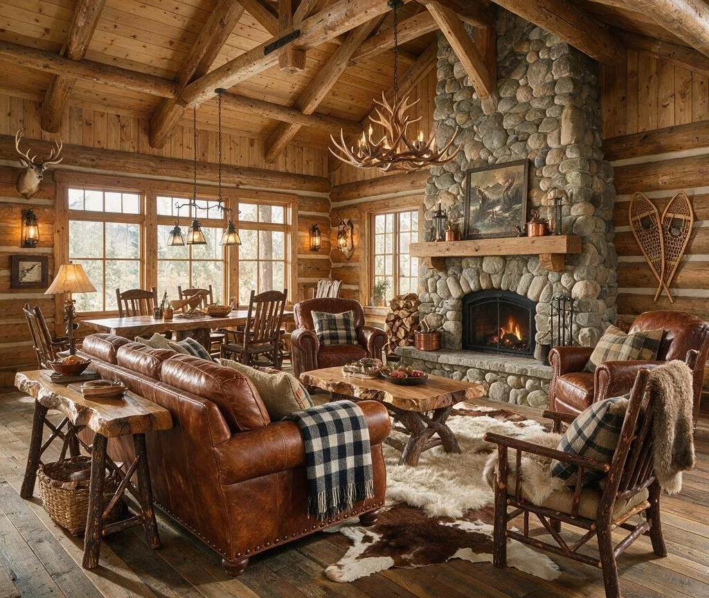 A living room in the Rustic style