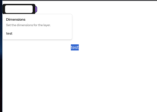 The image displays a user interface with a popover menu and a highlighted text element.