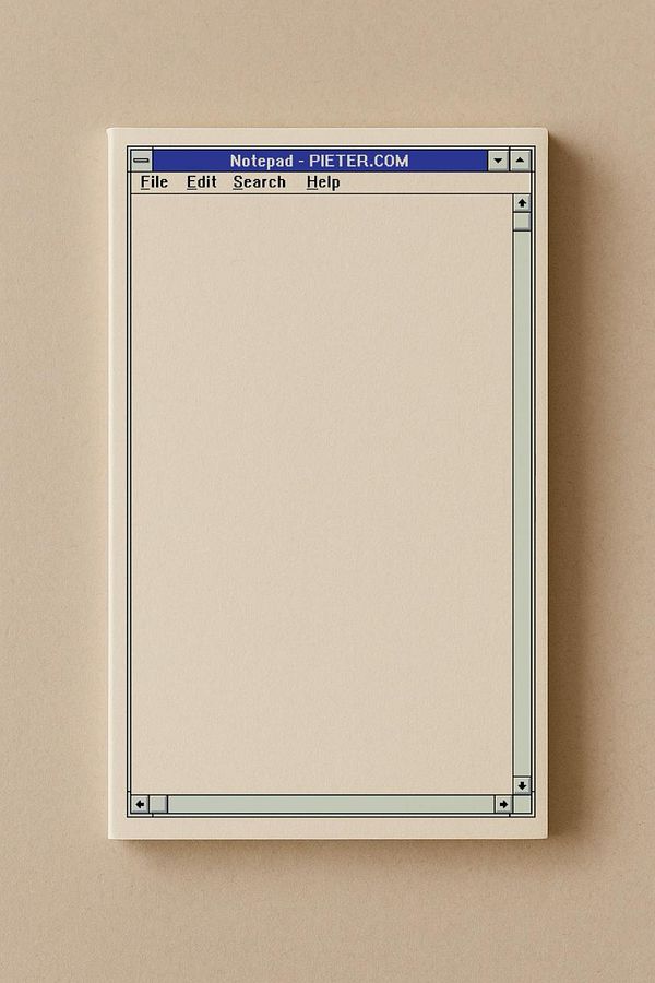 A mockup of a Notepad application interface displayed on a neutral background.