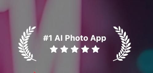 The image features a promotional badge for an AI photo application.
