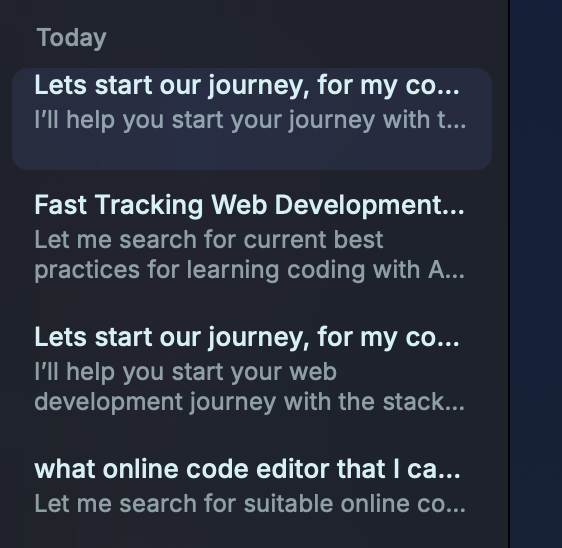 A screenshot of a task management interface displaying various tasks related to web development and AI inquiries.