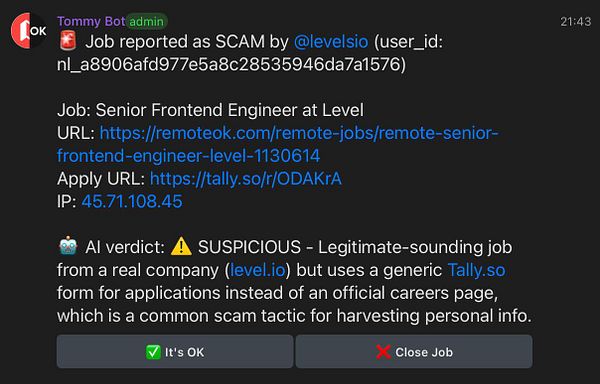 Screenshot of a remote job listing interface showing a job for a social media content creator with various filter options and job details.