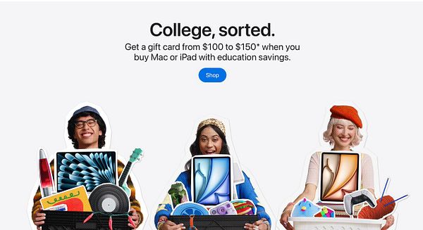 Website layout design inspired by Apple.com with minimalistic product presentation and navigation bar.