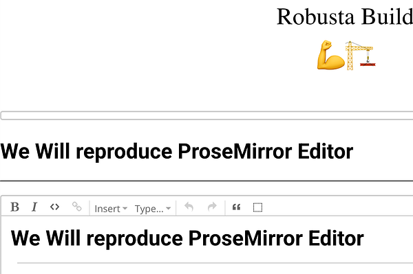 The image displays a user interface of the ProseMirror WYSIWYG editor with text content and formatting options.