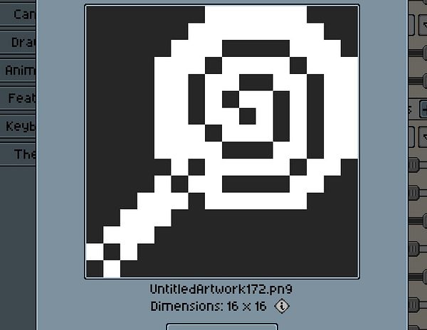 Pixel art image of a green popsicle on a wooden stick with a green and brown checkered background.