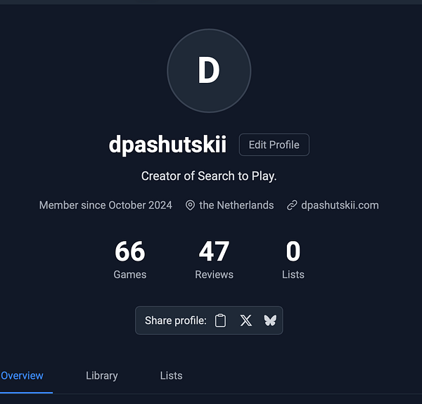 The image displays a user profile interface for a gaming platform.