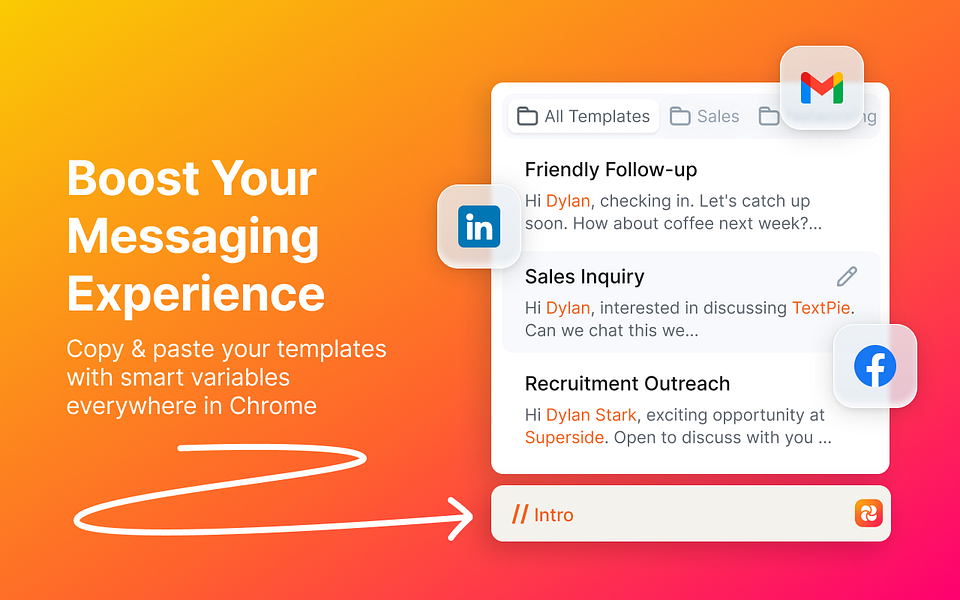 TextPie: Create and Insert Templates