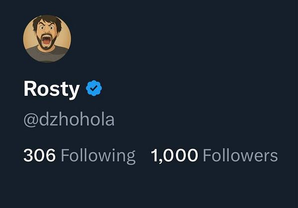 A Twitter profile displaying the milestone of 1,000 followers.