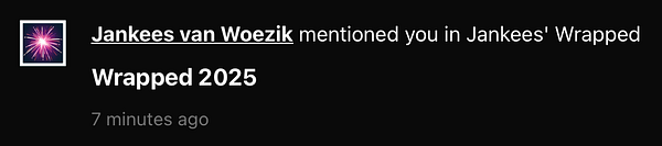 A screenshot showing the notification settings interface for mention notifications in Wrapped.