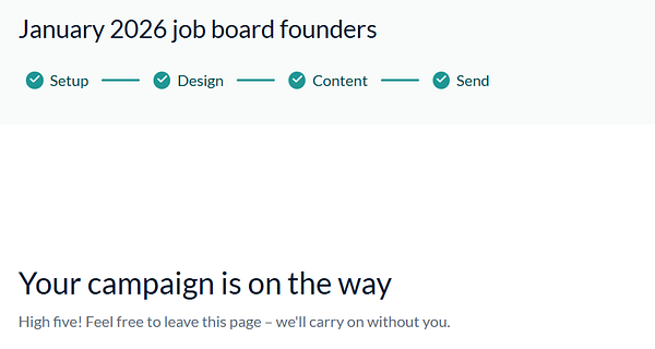 A colorful illustration of a person using a laptop surrounded by large envelopes, symbolizing email newsletters or communication.