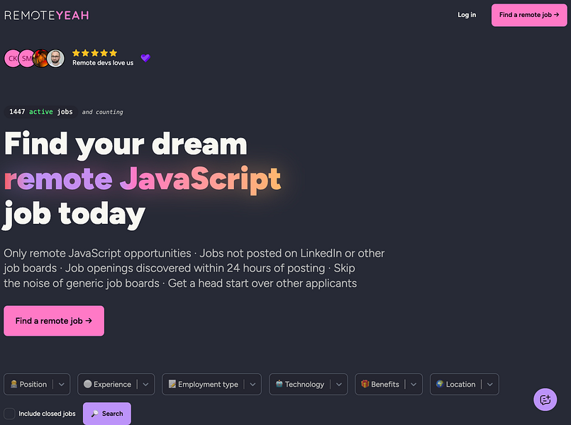 RemoteYeah: Find remote software developer jobs | BetaList