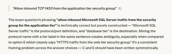 Screenshot of an AWS console interface showing a container image URI with a highlighted part and a nitpick about the wording in the URI.