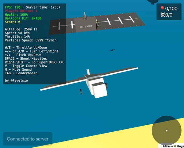 A digital game interface displaying an aircraft flying near an aircraft carrier labeled 'SEATS.AERO'.