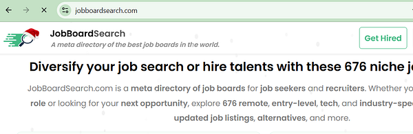 Screenshot of a Slidesgo job board with filters, job listings, and a highlighted notification bar.