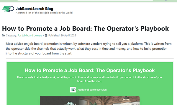 Screenshot of a webpage showing a blog article titled "Best Remote Job Boards To Find Work From Home Jobs" along with the task description for publishing and submitting the article to Google Search Console and Bing.