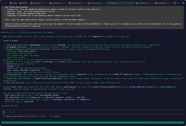 Screenshot of a Slack channel showing messages related to Redis server errors and a task about sending server errors to a monitoring system.