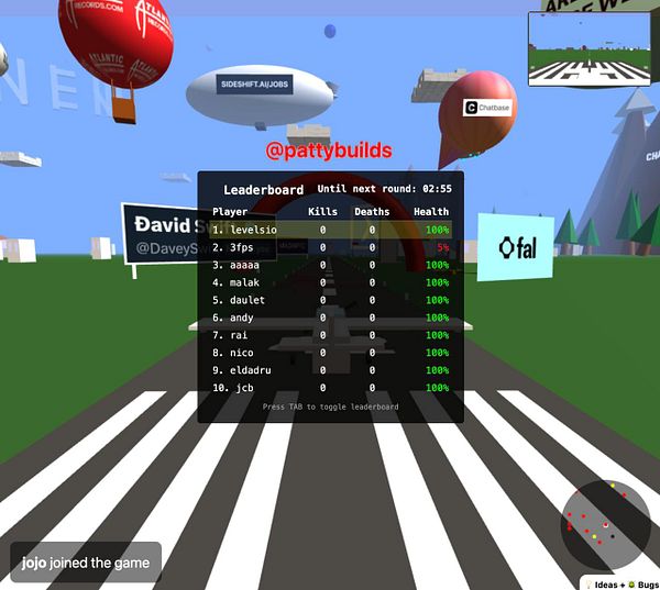 The image displays a gaming interface showing a leaderboard and a countdown timer for the next round.